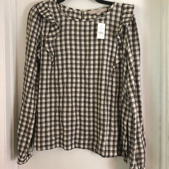 Women’s NWT LOFT Plaid Blouse Size Small - Picture 1 of 8